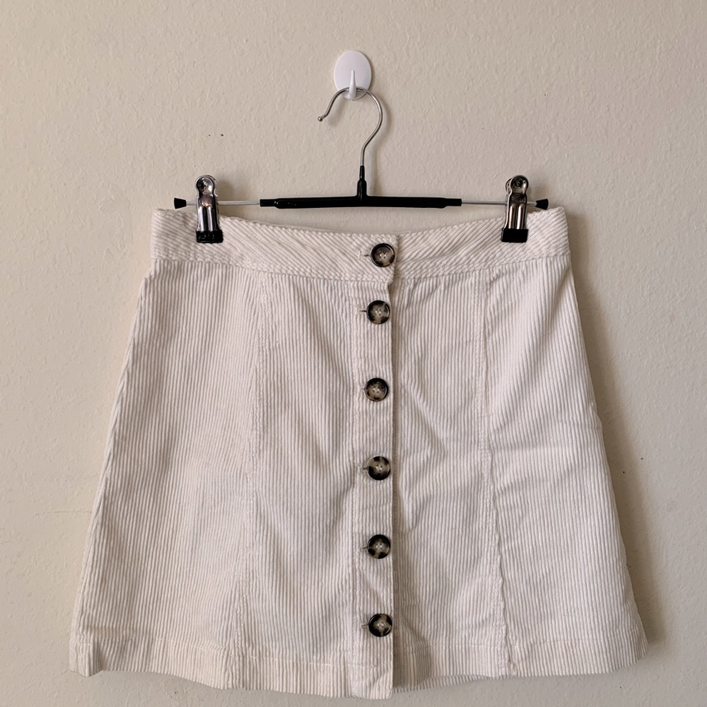 H&M white corduroy skirt